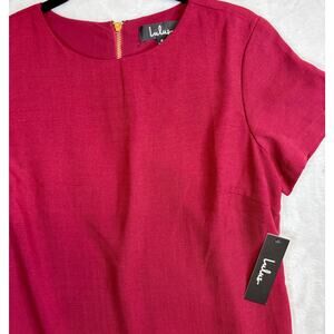 Lulu's Dress new Womens S Burgundy Red Sheath Short Sleeve Back Zip Accent Lined